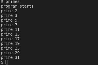 primes的运行结果